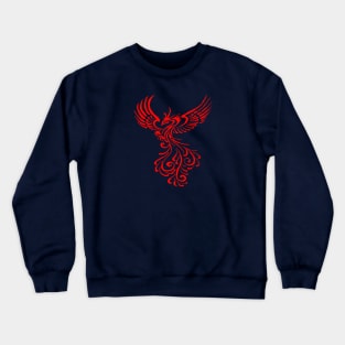 Fictional Phoenix Creature In Flight Artistic Illustration Red Crewneck Sweatshirt